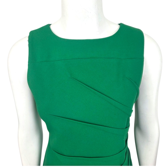 Calvin Klein Career Sheath Dress Womens 6 Green Sleeveless Knee Length Pleated - Picture 2 of 9